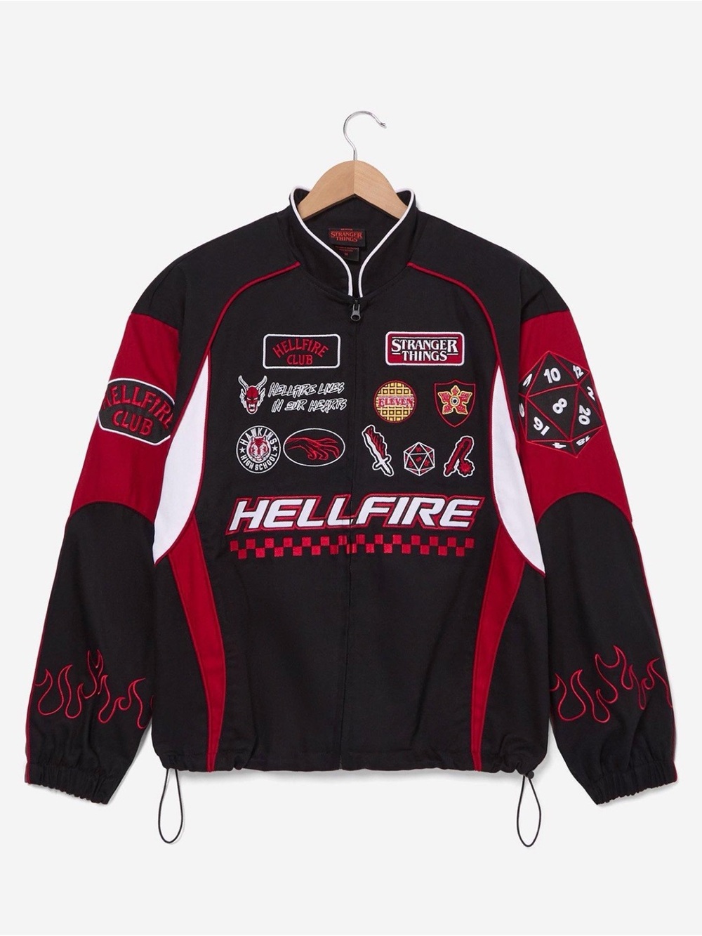Stranger Things Hellfire Club Black & Red Pullover Windbreaker